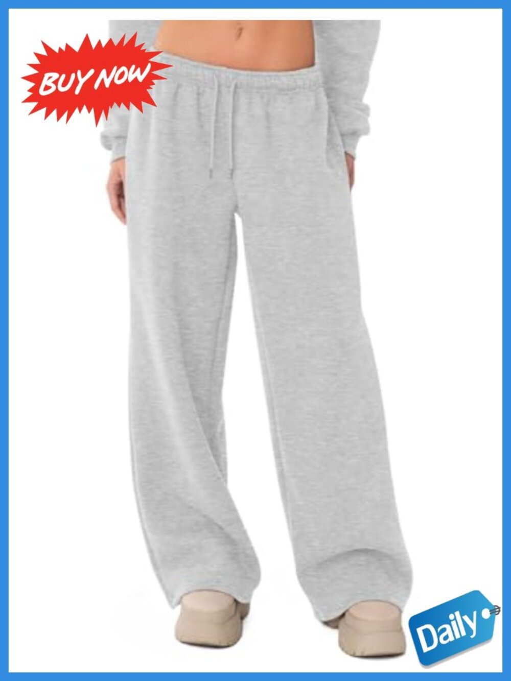 Fleece Lined Wide Leg Sweatpants Drawstring Lounge Pants